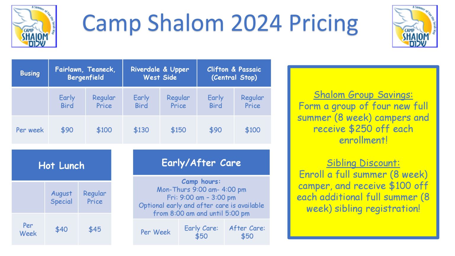 2024 Camp Shalom Early Bird Special Camp Shalom